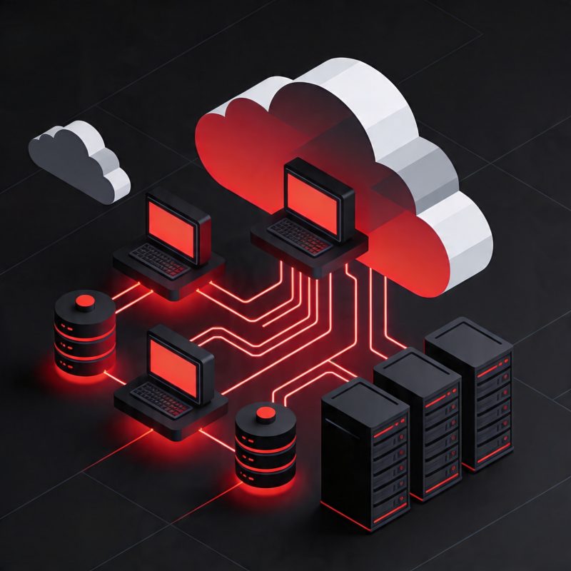 Cloud server infrastructure with virtual machines and secure data storage