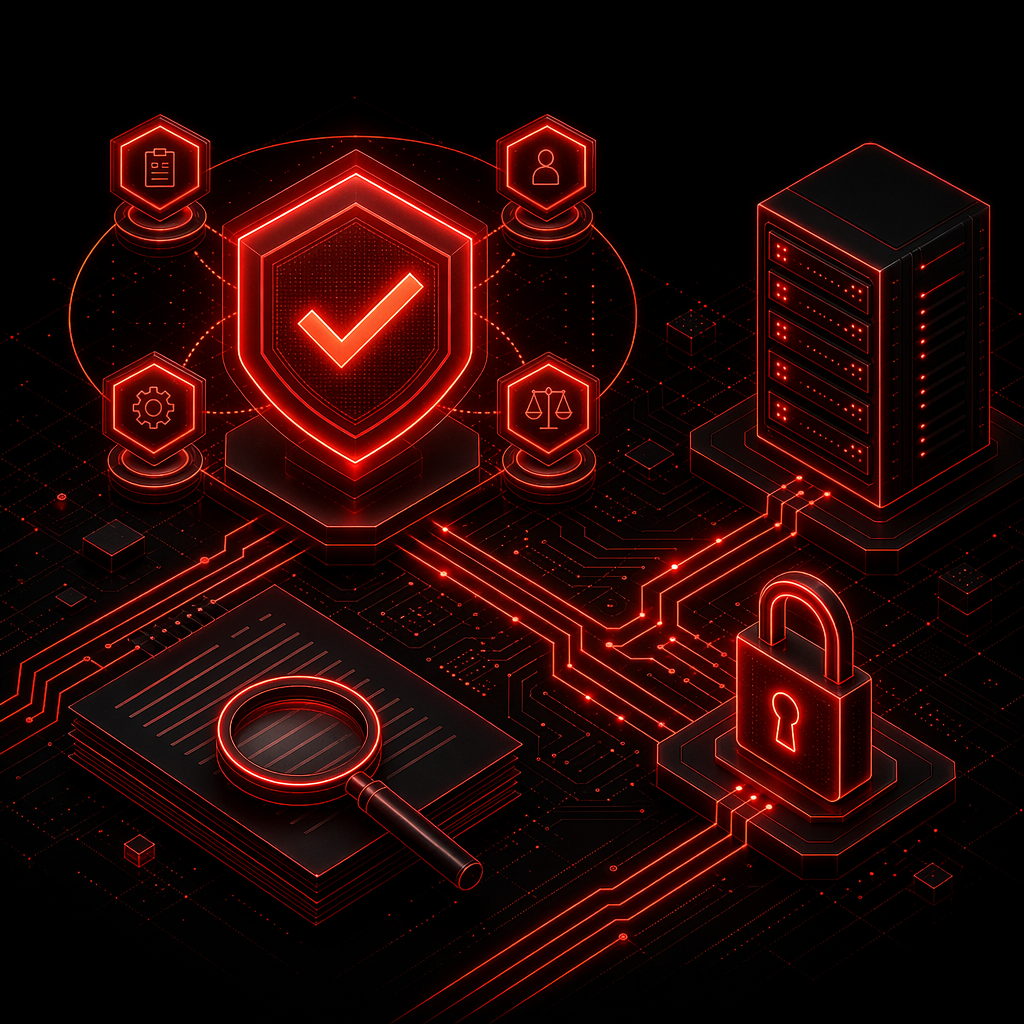 Cybersecurity compliance dashboard with NIST, SOC2, CMMC, and PCI framework indicators